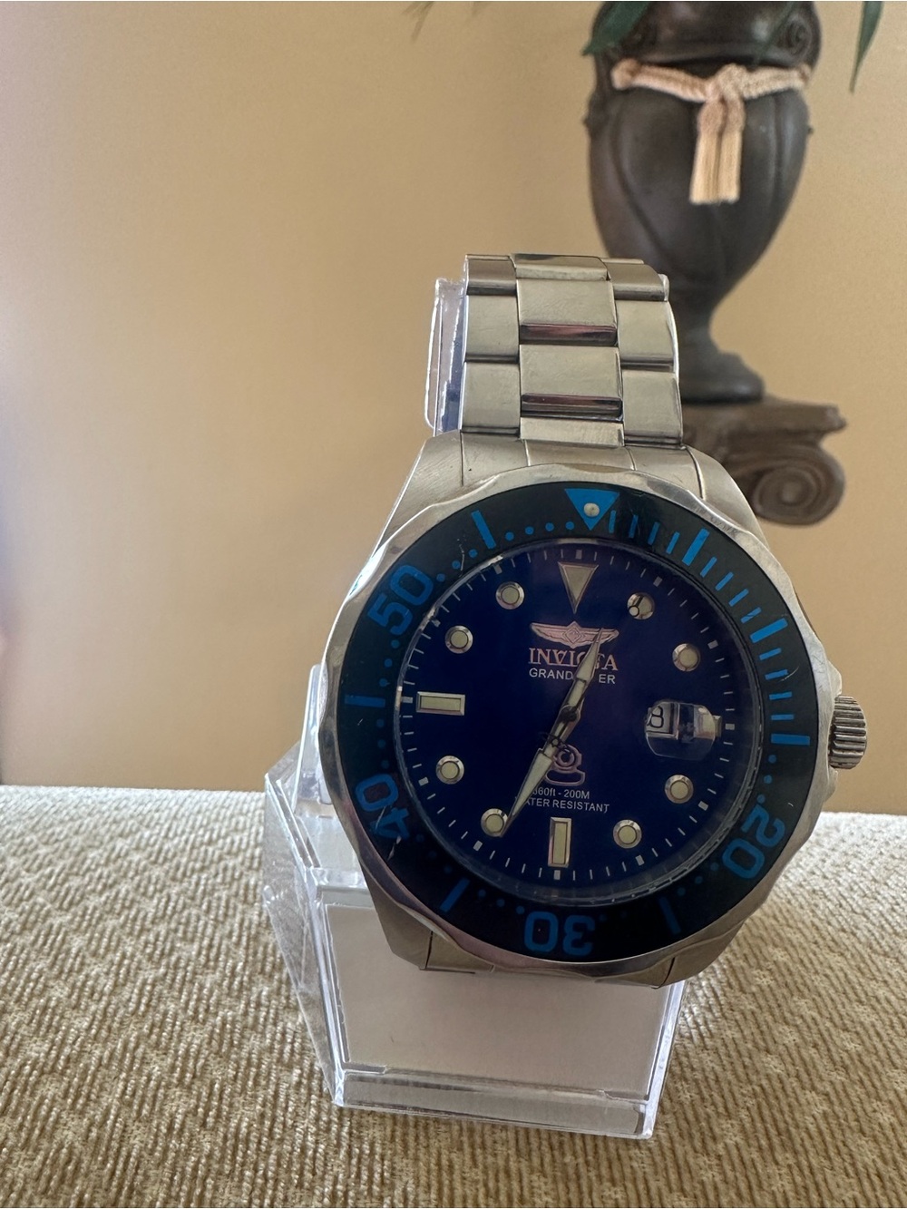 Invicta Men's Blue Dial Grand Diver Watch with Silver Bracelet. Model 14655.